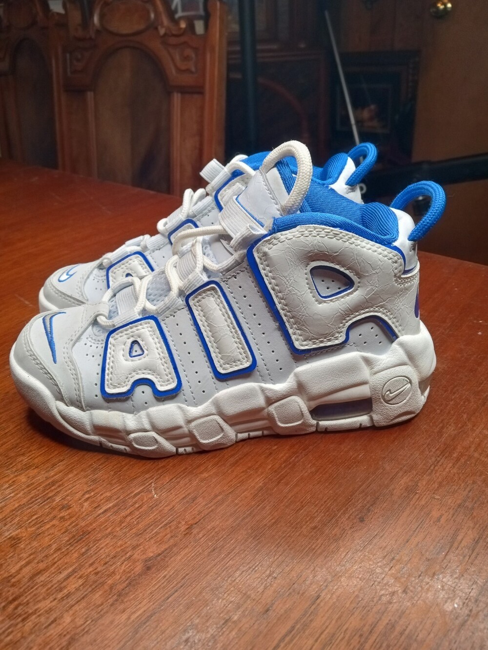 NIKE AIR MORE UPTEMPO KIDS SUMMIT WHITE RACER BLUE SIZE 12.5 12.5Y FN4858-100
